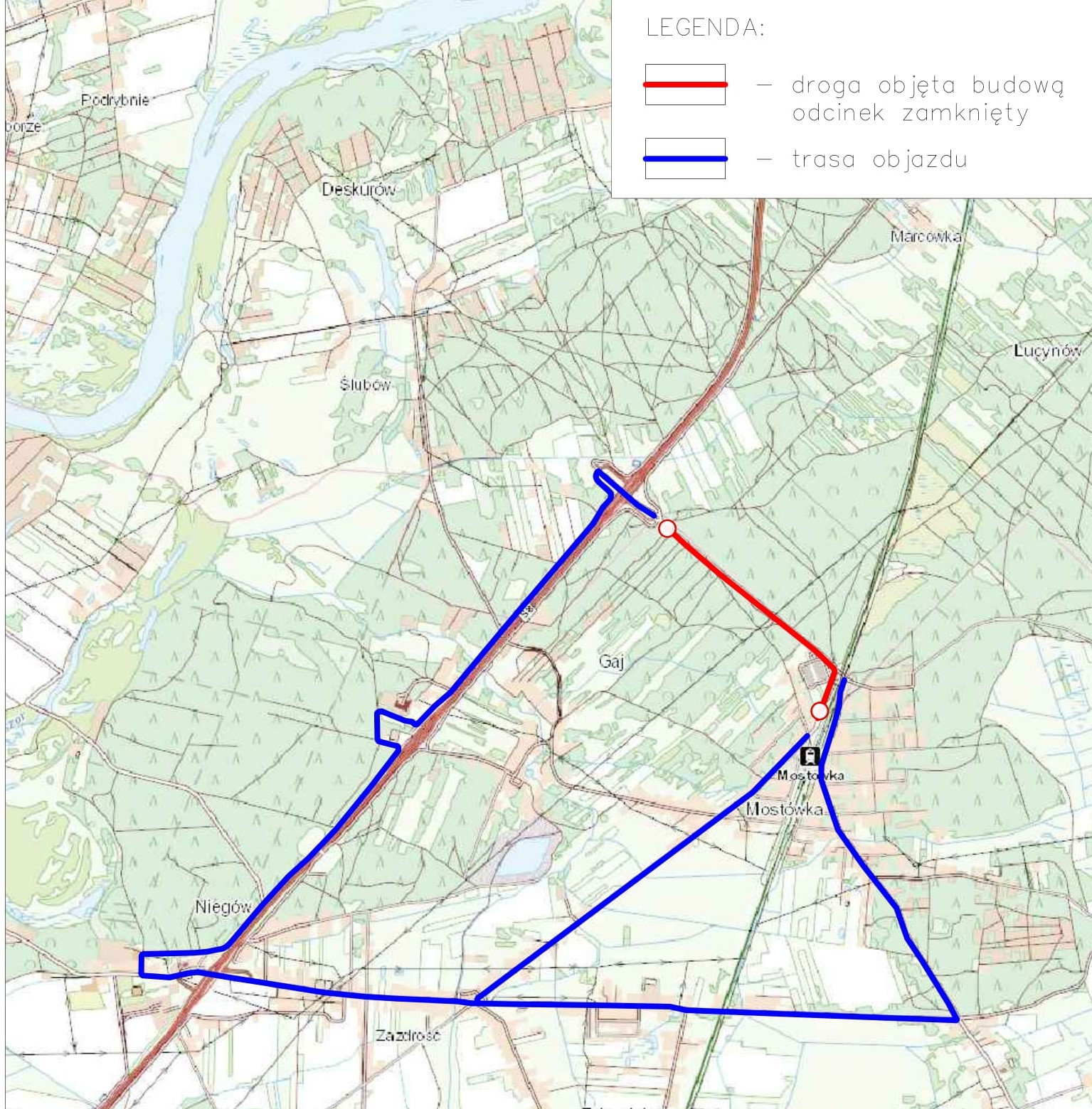 Mapa objazdu