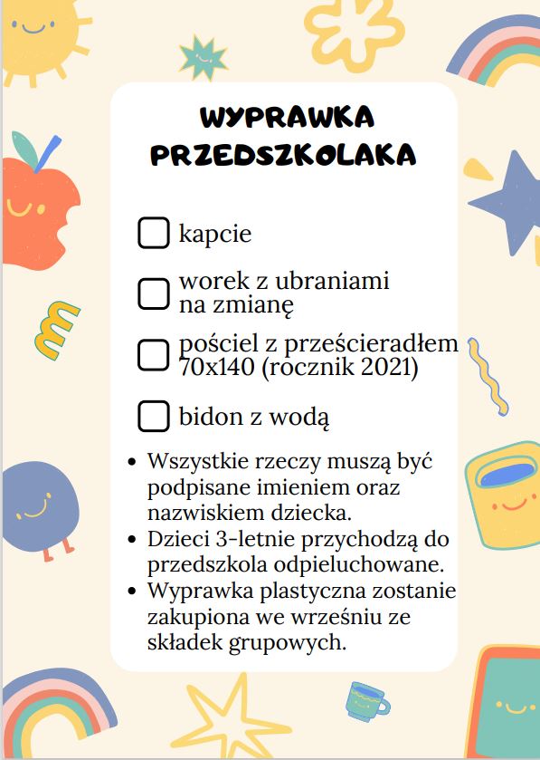 Wyprawka przedszkolaka