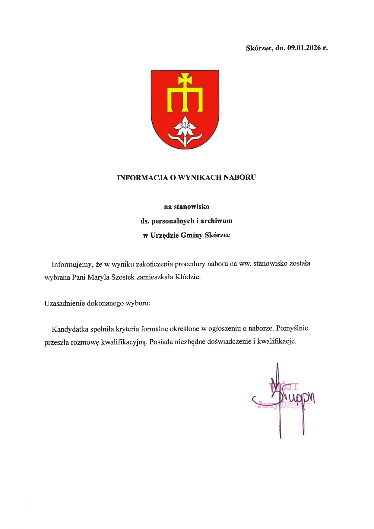 wyniki naboru ds. personalnych