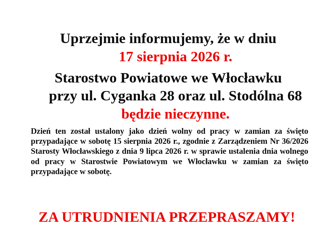 Baner zmian danych teleadresowych
