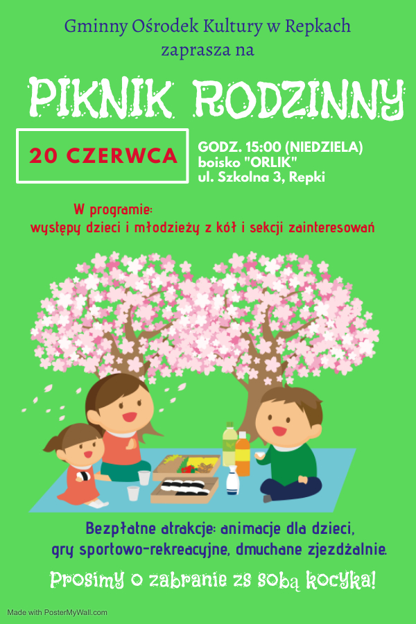 Piknik rodzinny 20 czerca godz. 15 (niedziela)