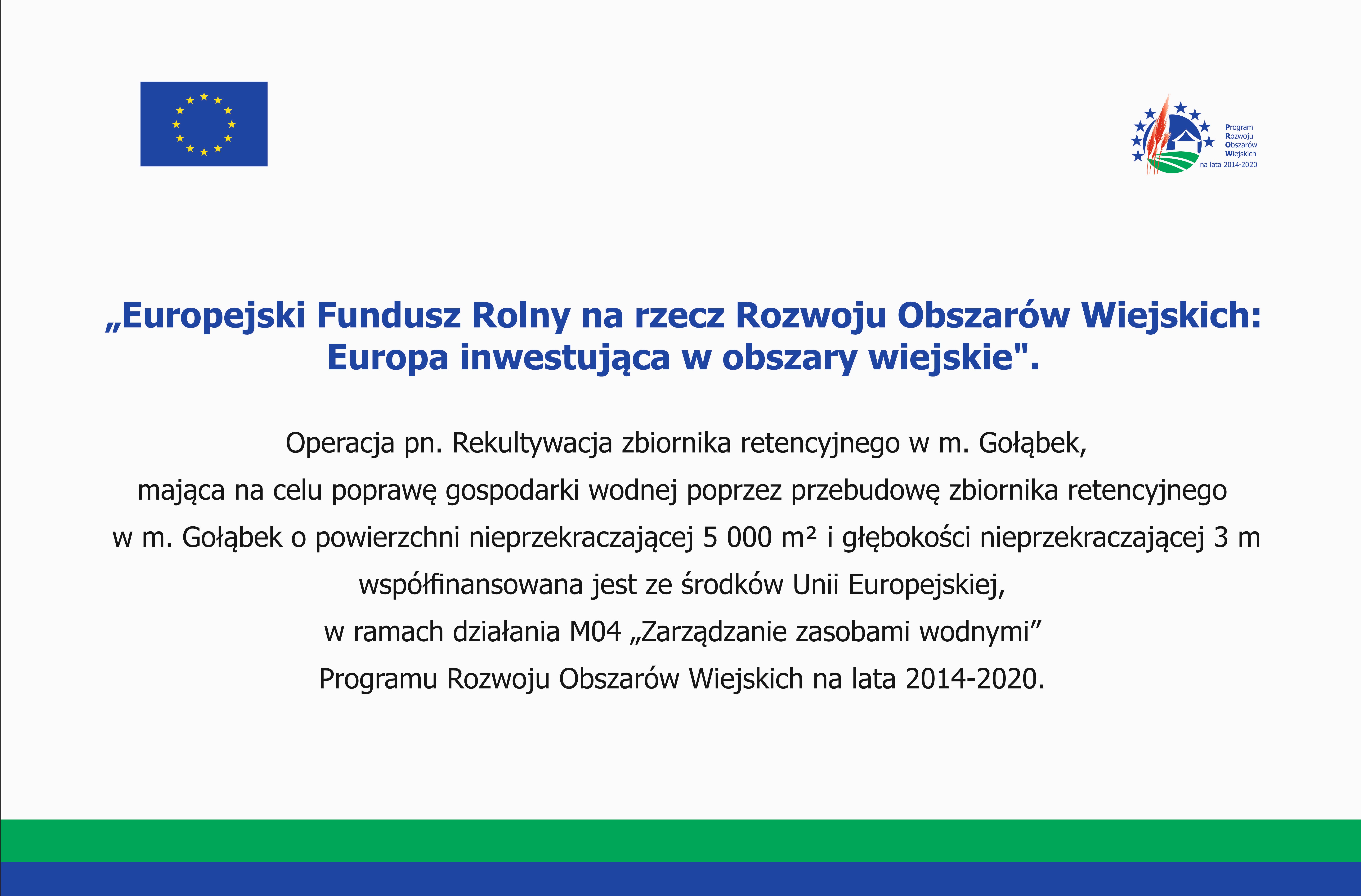 Rekultywacja zbiornika retencyjnego w m. Gołąbek