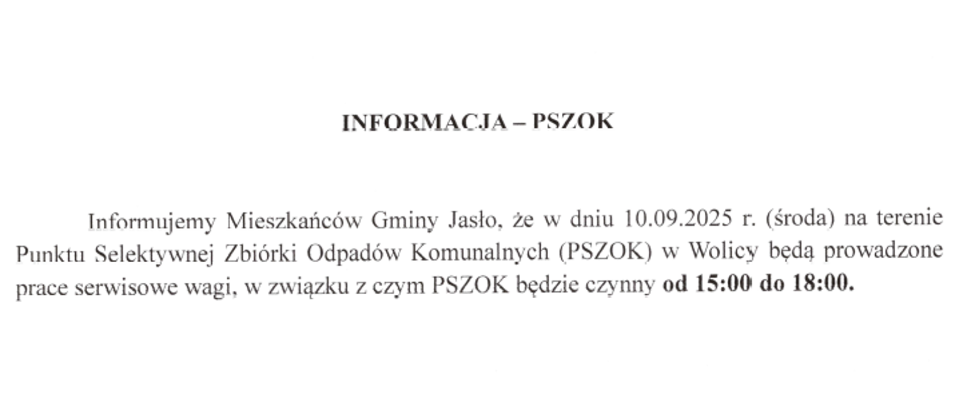 Informacja PSZOK 