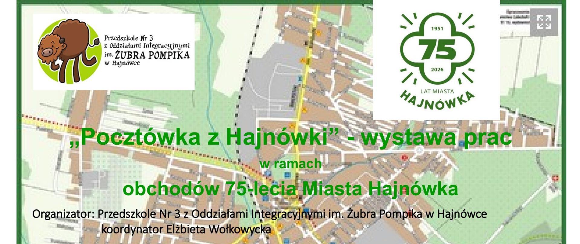 Na tle mapy Hajnówki umieszczono informacje o wydarzeniu, zawarte w artykule