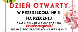 Na kolorowym tle czerwonych serc umieszczono informacje organizacyjne, zawarte w artykule.