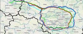 Mapa przebiegu planowanej trasy S10 oraz Obwodnicy Aglomeracji Warszawskiej
