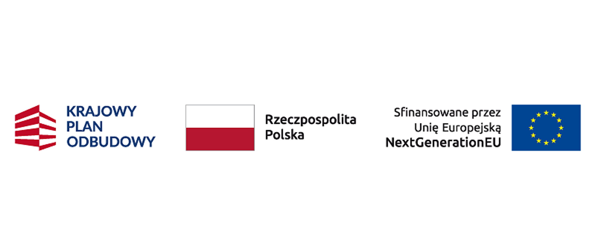 Baner programu. Od lewej: Krajowy Plan Odbudowy, Rzeczpospolita Polska, Sfinansowane przez Unię Europejską NextGenerationEU