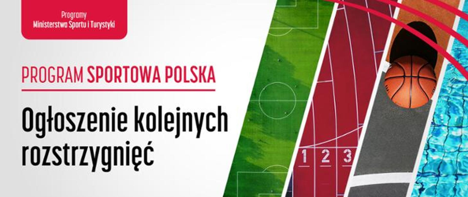 Plansza informacyjna, w lewej części tekst informacji, po prawej zdjęcia obiektów sportowych 