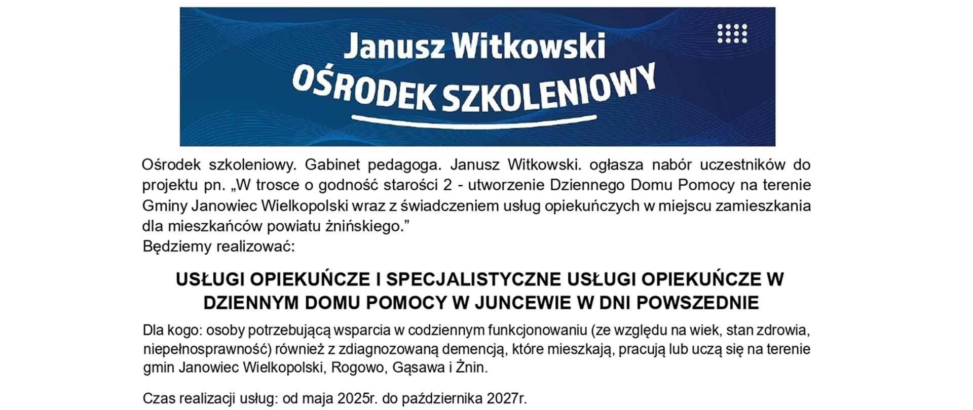 Rekrutacja uczestników do Dziennego Domu Pomocy w Juncewie
