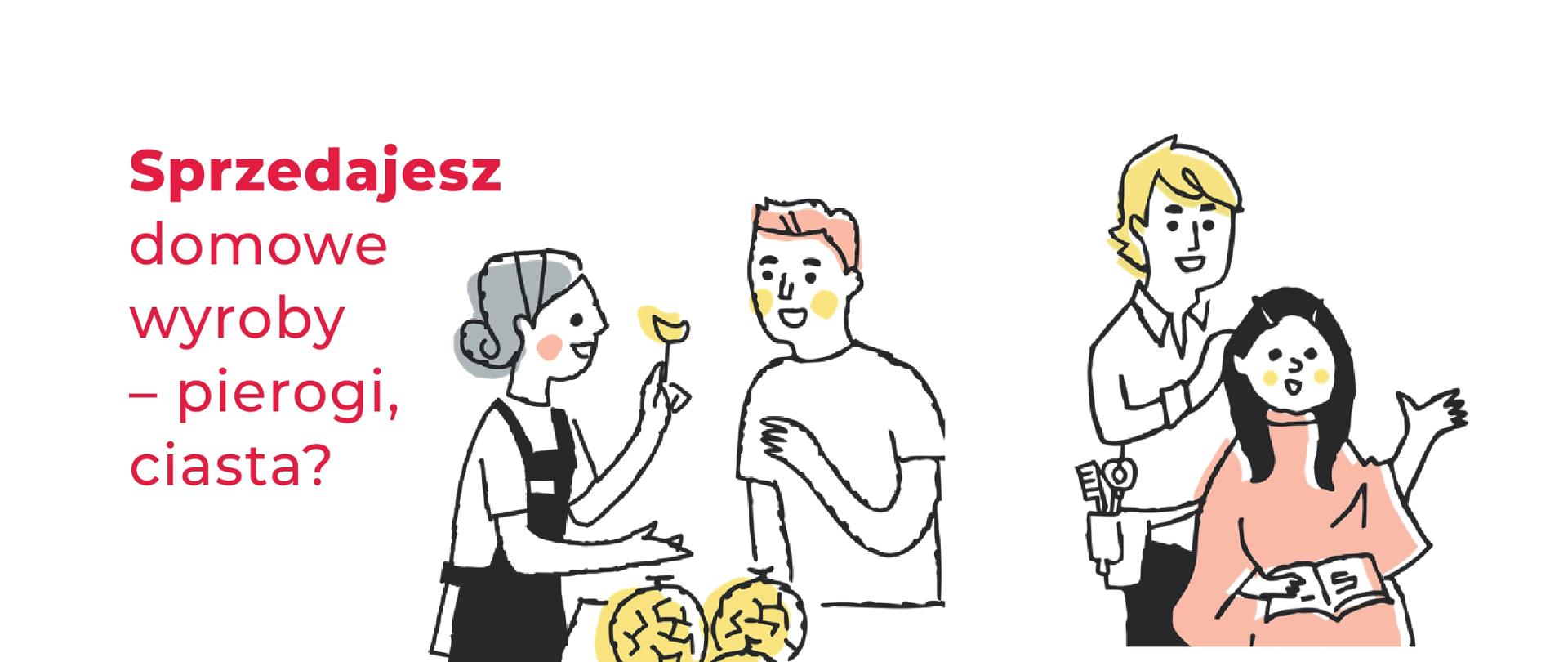 Ulotka z informacją nt. legalizacji pracy, na grafice znajduje się napis Sprzedajesz domowe wyroby – pierogi, ciasta? Świadczysz usługi kosmetyczne lub fryzjerskie? Sprawdź jak to robić legalnie