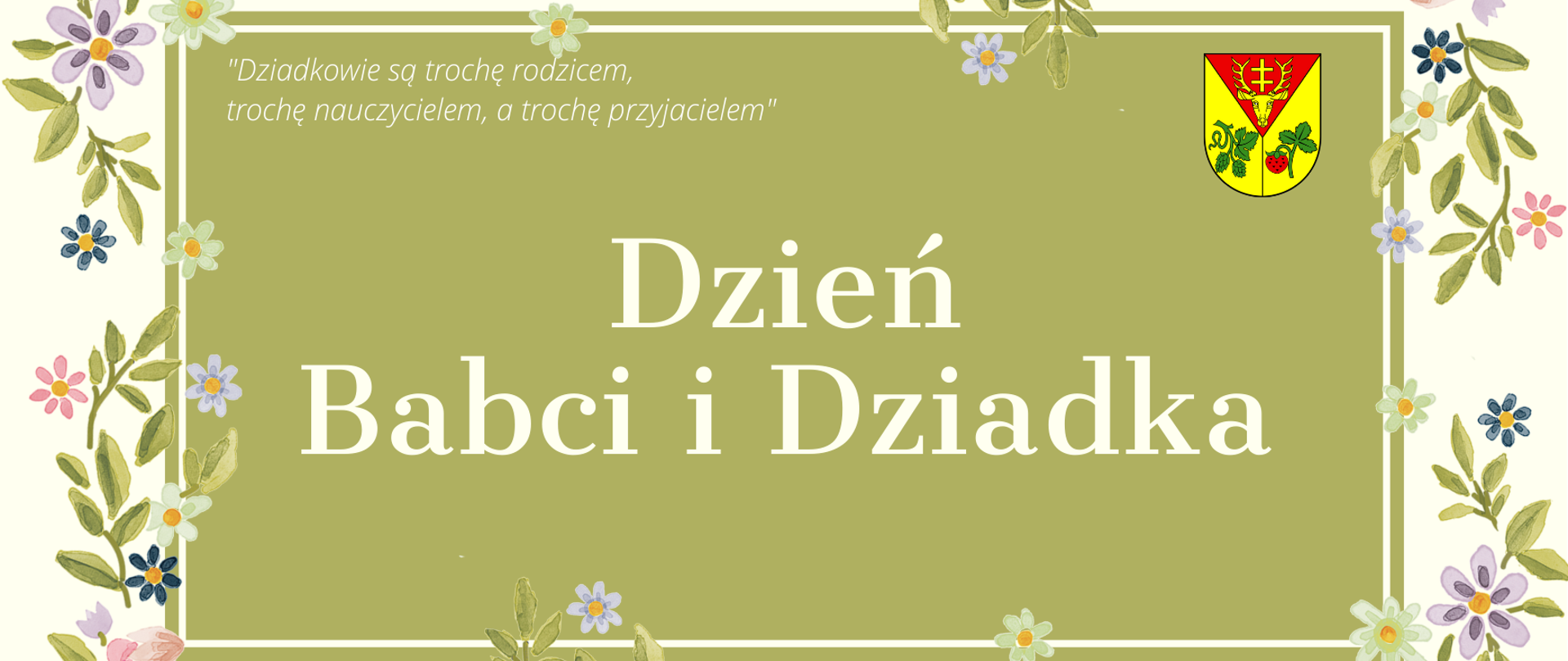 Grafika w pastelowe kwiaty z napisem "Dzień Babci i Dziadka