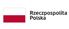 Flaga Polski z podpisem "Rzeczpospolita Polska"