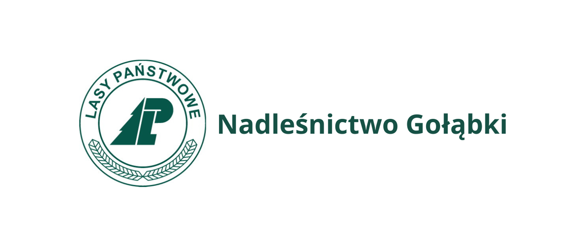 logotyp z tekstem - lasy państwowe, Nadleśnictwo Gołąbki