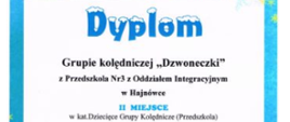 Dyplom dla grupy Dzwoneczki