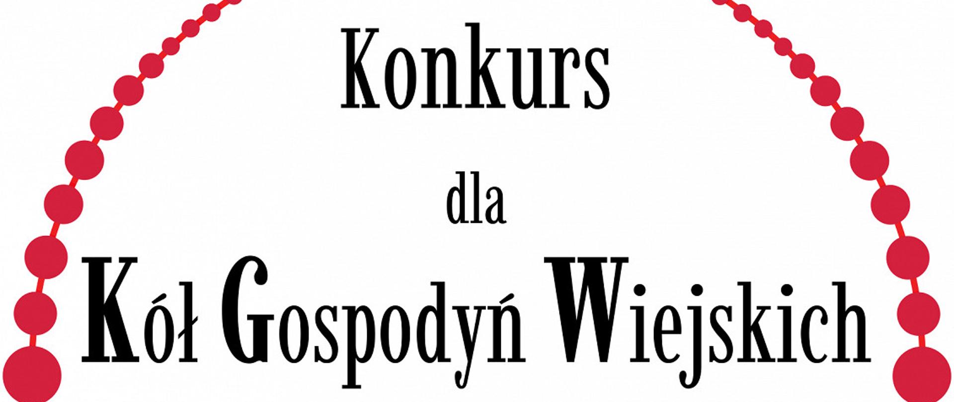 W obwolucie z czerwonych korali napis Konkurs dla Kół Gospodyń Wiejskich, pod spodem Pałac Prezydencki