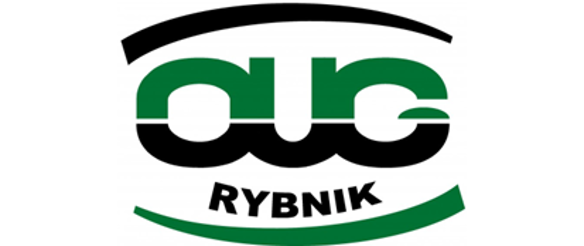 Logo Okręgowego Urzędu Górniczego w Rybniku. Na białym tle litery OUG Rybnik w czarno-zielonej kolorystyce 