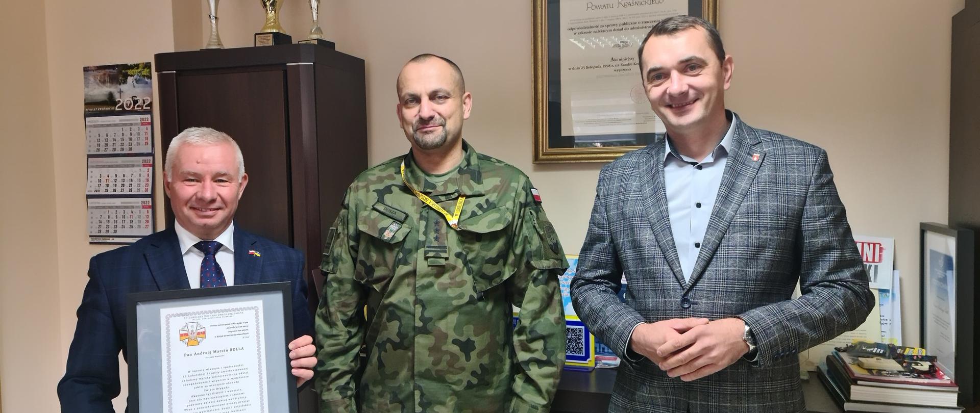 Płk Marcin Duszyca spotkał się ze starostą Andrzejem Rollą oraz wicestarostą Pawłem Kudrelem