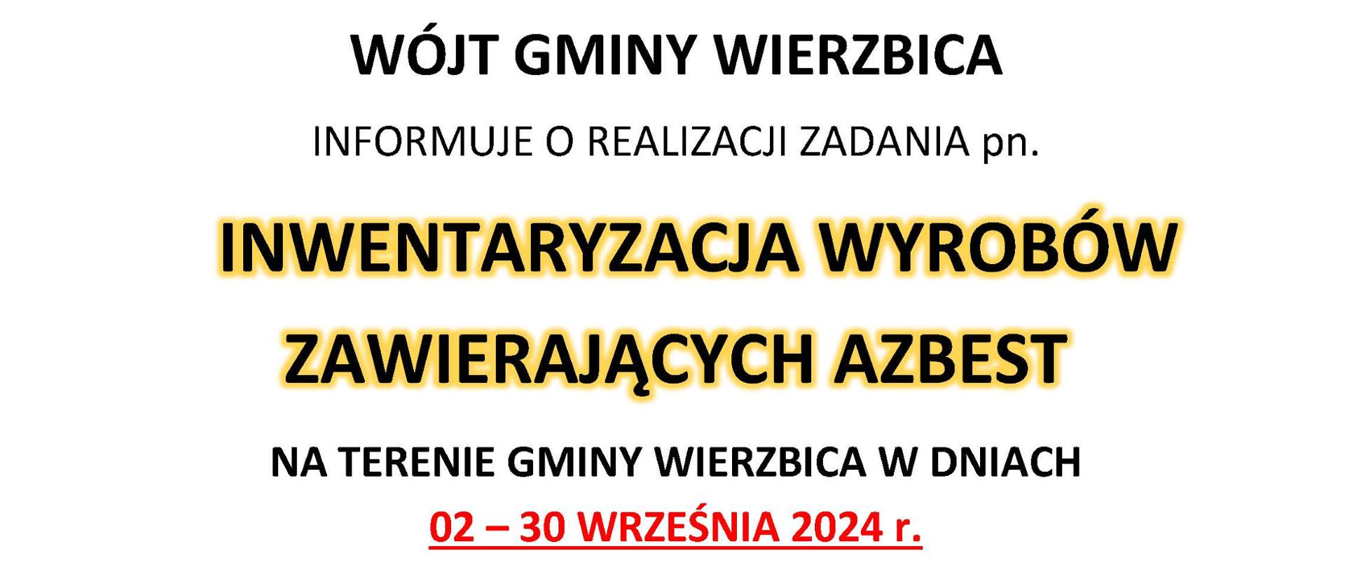 Inwentaryzacja wyrobów zawierających azbest na terenie Gminy Wierzbica
