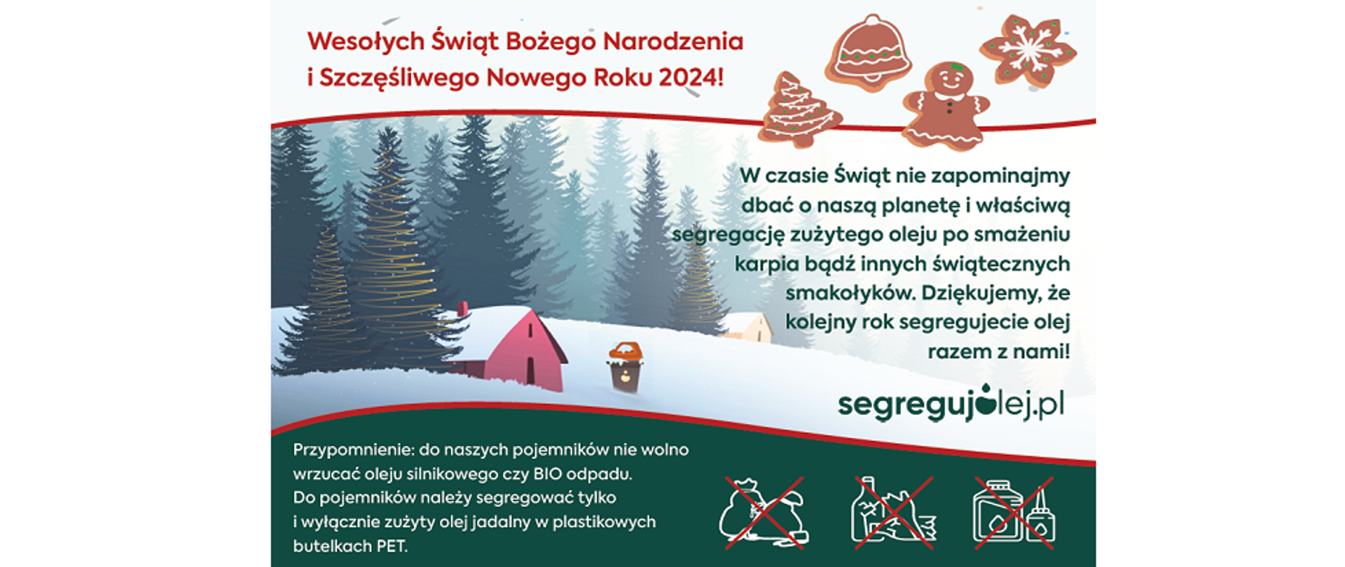 W czasie Świąt nie zapominajmy dbać o naszą planetę i właściwą segregację zużytego oleju po smażeniu karpia bądź innych świątecznych smakołykach. Dziękujemy, że kolejny rok segregujecie olej razem z nami! 