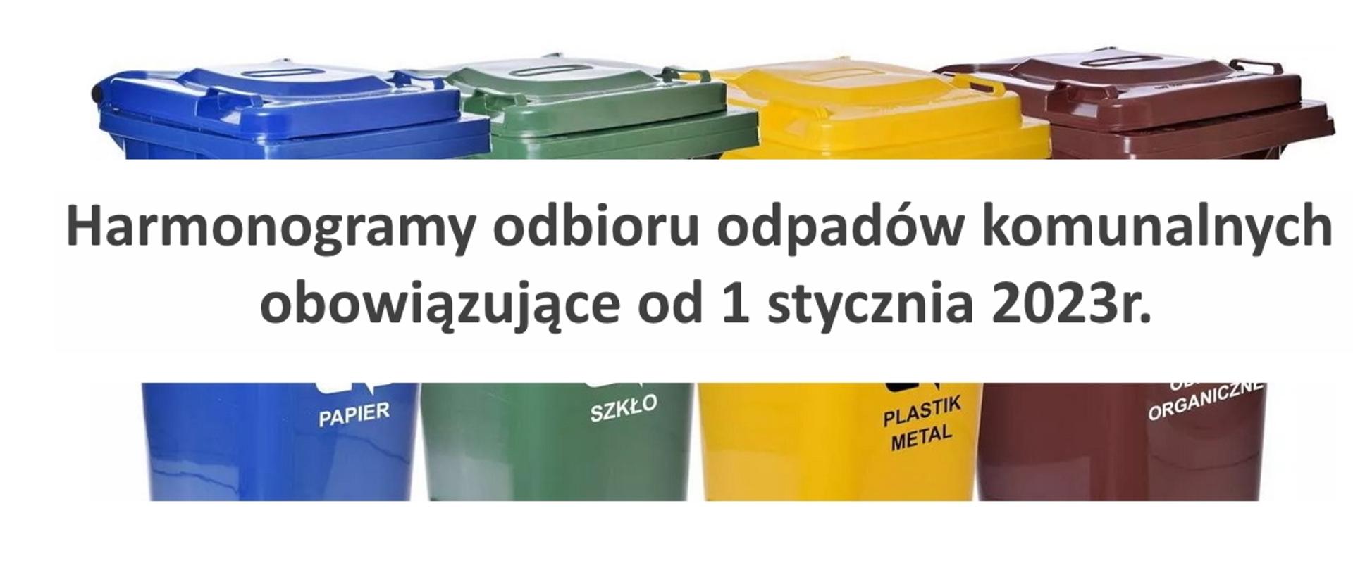 Harmonogramy odbioru odpadów komunalnych obowiązujące od 1 stycznia 2023r.