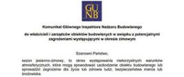 Komunikat Głównego Inspektora Nadzoru Budowlanego