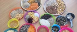 Preznetacja produktów spożywczych, służących do tworzenia obrazów - nasiona i pestki