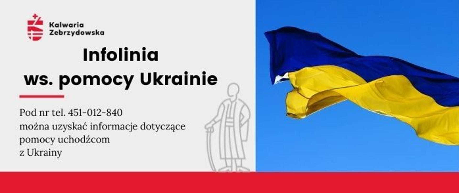 Plansza informacyjna - Infolinia ws. pomocy Ukrainie 