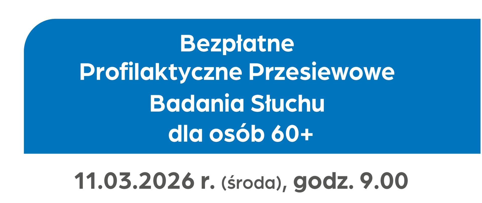 Plakat na temat bezpłatnych badań słuchu dla mieszkańców gminy Raba Wyżna