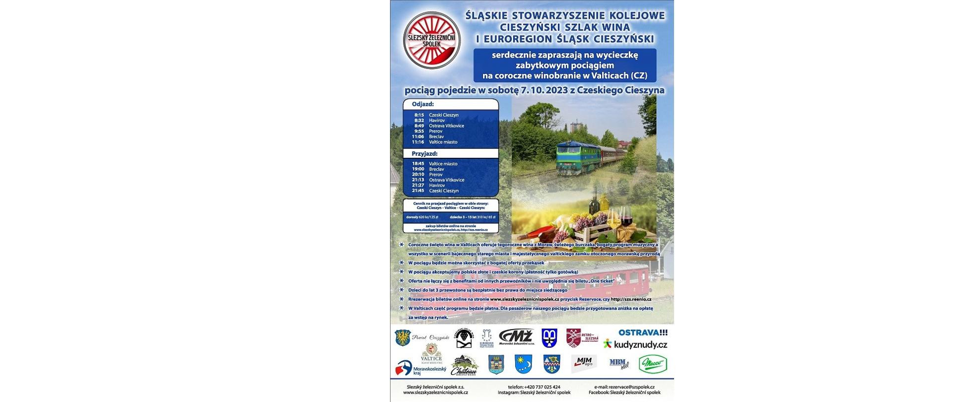 Plakat imprezy. Coroczne winobranie w Valticach w Republice Czech. 07.10.2023