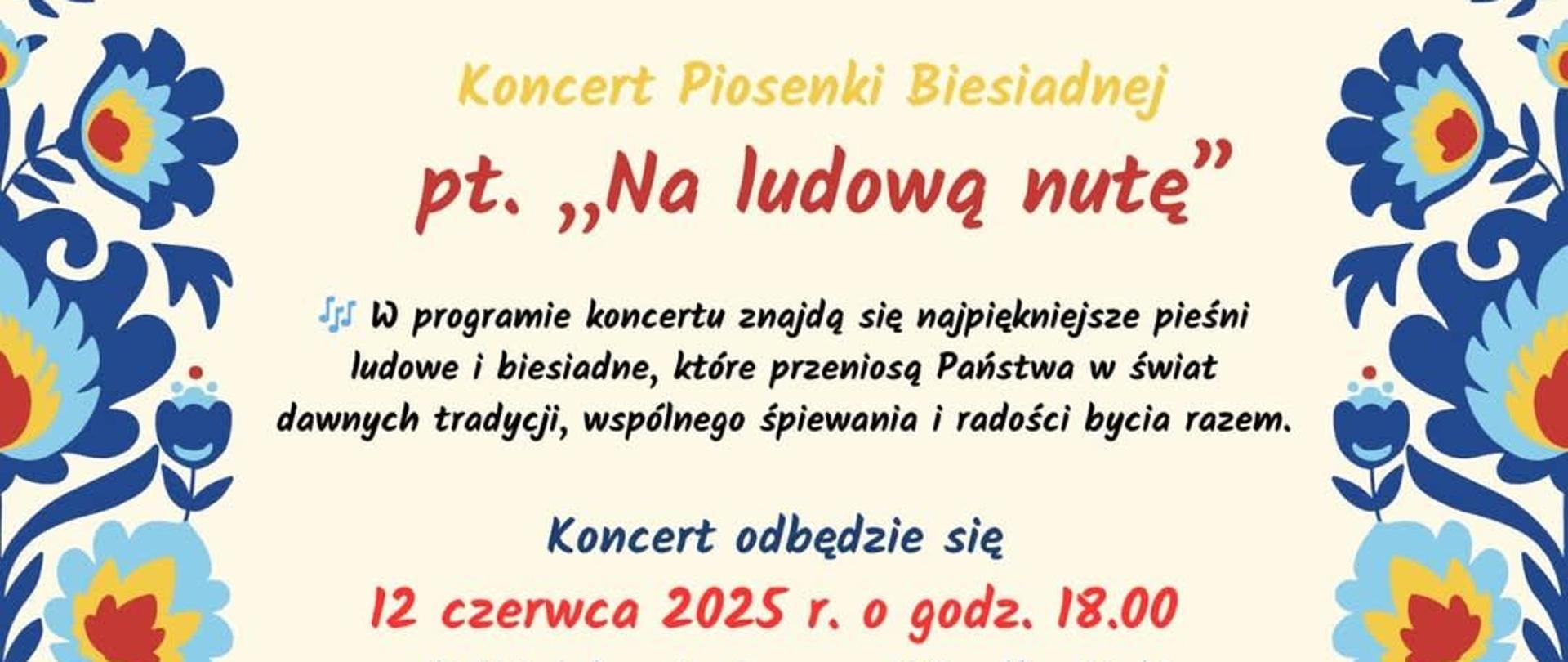 Na ludową nutę - zaproszenie na kocert