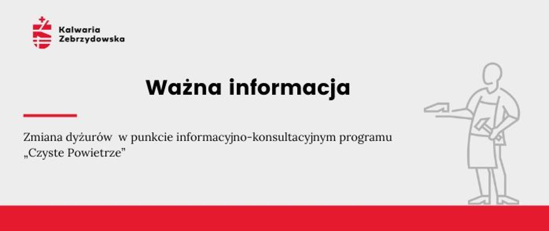 Plansza informacyjna z tekstem ważna informacja