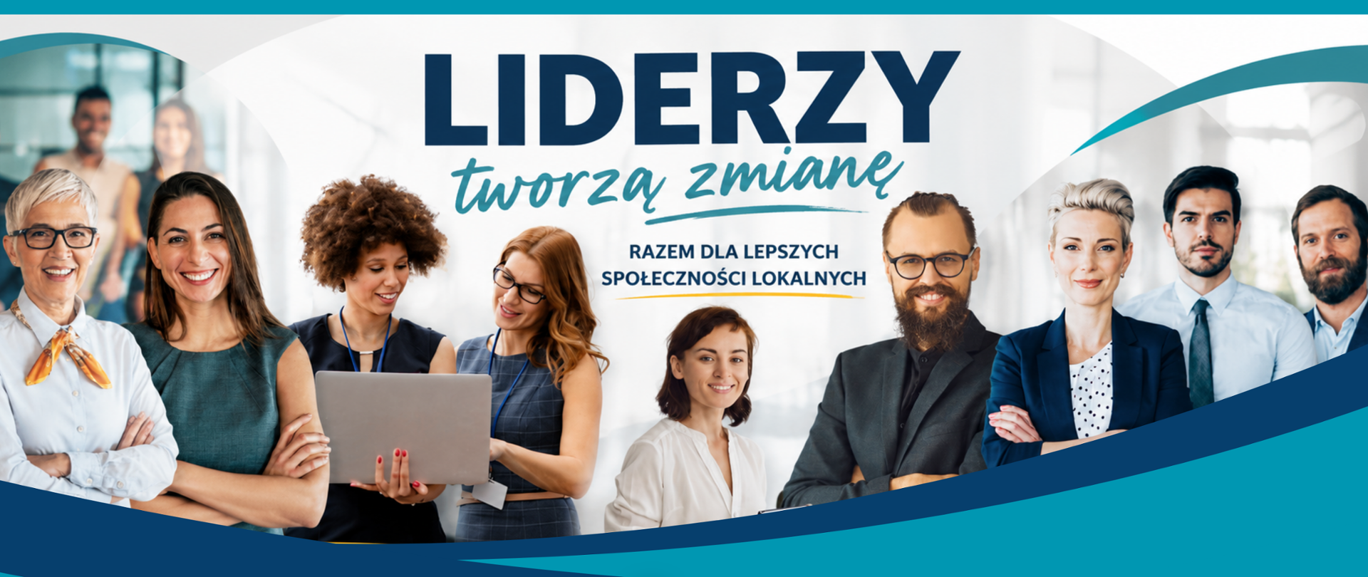 Plakat promujący projekt „Regionalna Sieć Liderów Obywatelskich” w województwie łódzkim. Grafika zachęca seniorów, dorosłych i młodzież do zostania lokalnymi liderami i udziału w bezpłatnych szkoleniach, mentoringu oraz realizacji własnej inicjatywy społecznej. Na plakacie podano numer telefonu i adres e-mail do zgłoszeń.