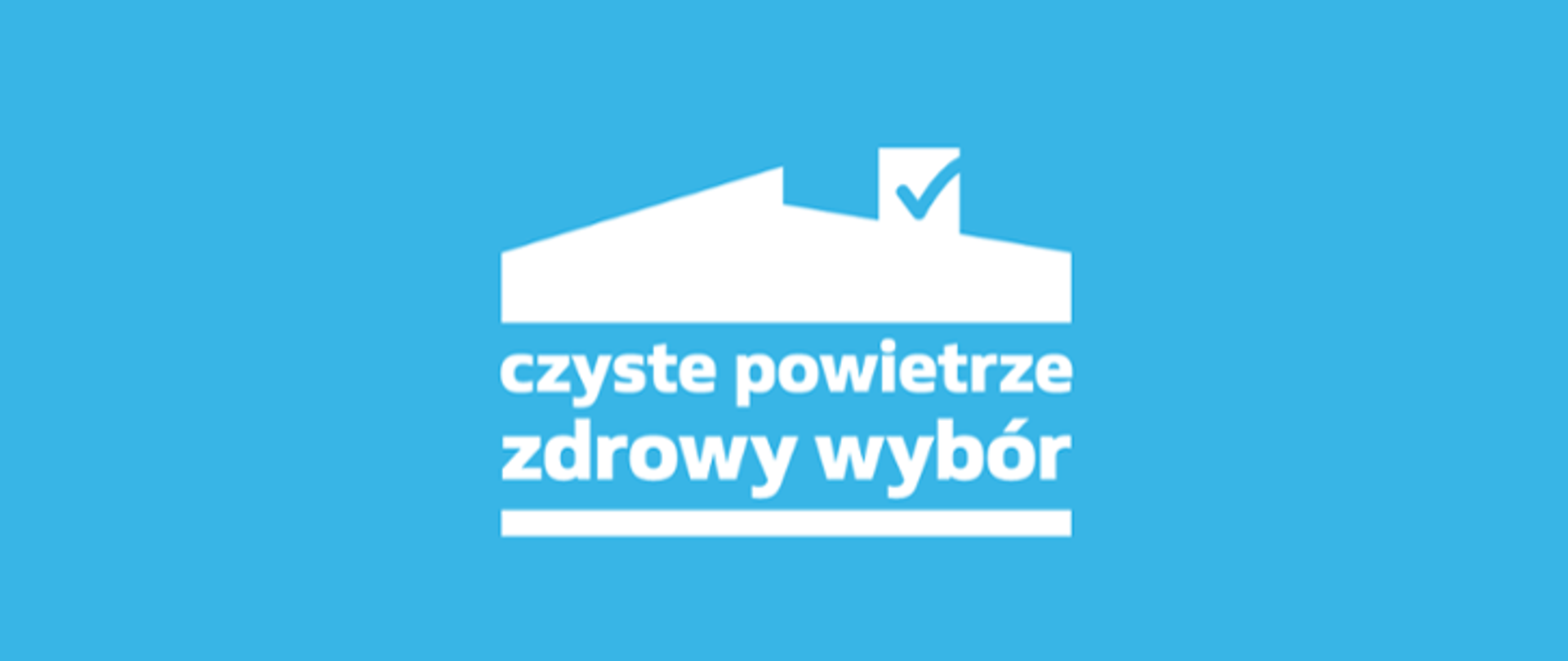 Logo programu Czyste Powietrze z napisem "czyste powietrze, zdrowy wybór" na niebieskim tle.