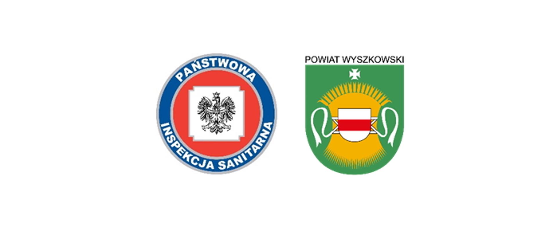 Logo Państwowej Inspekcji Sanitarnej oraz Powiatu Wyszkowskiego