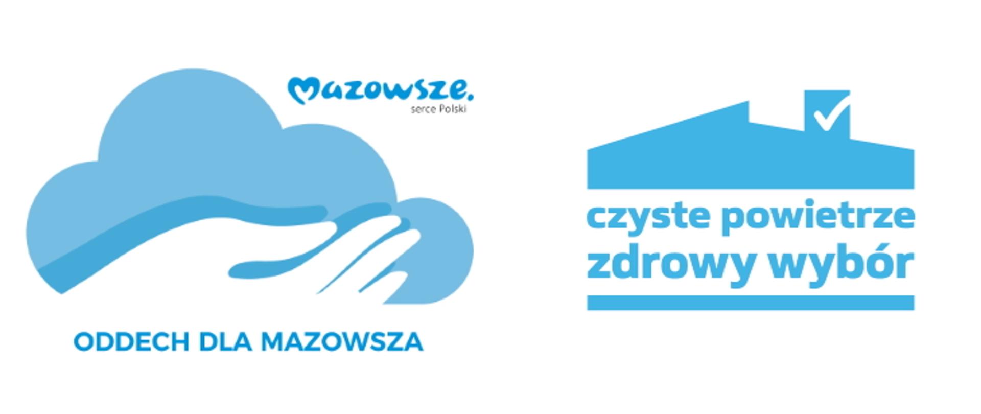 Oddech dla Mazowsza. Chmura przysłonięta ręką,. Czyste powietrze zdrowy wybór