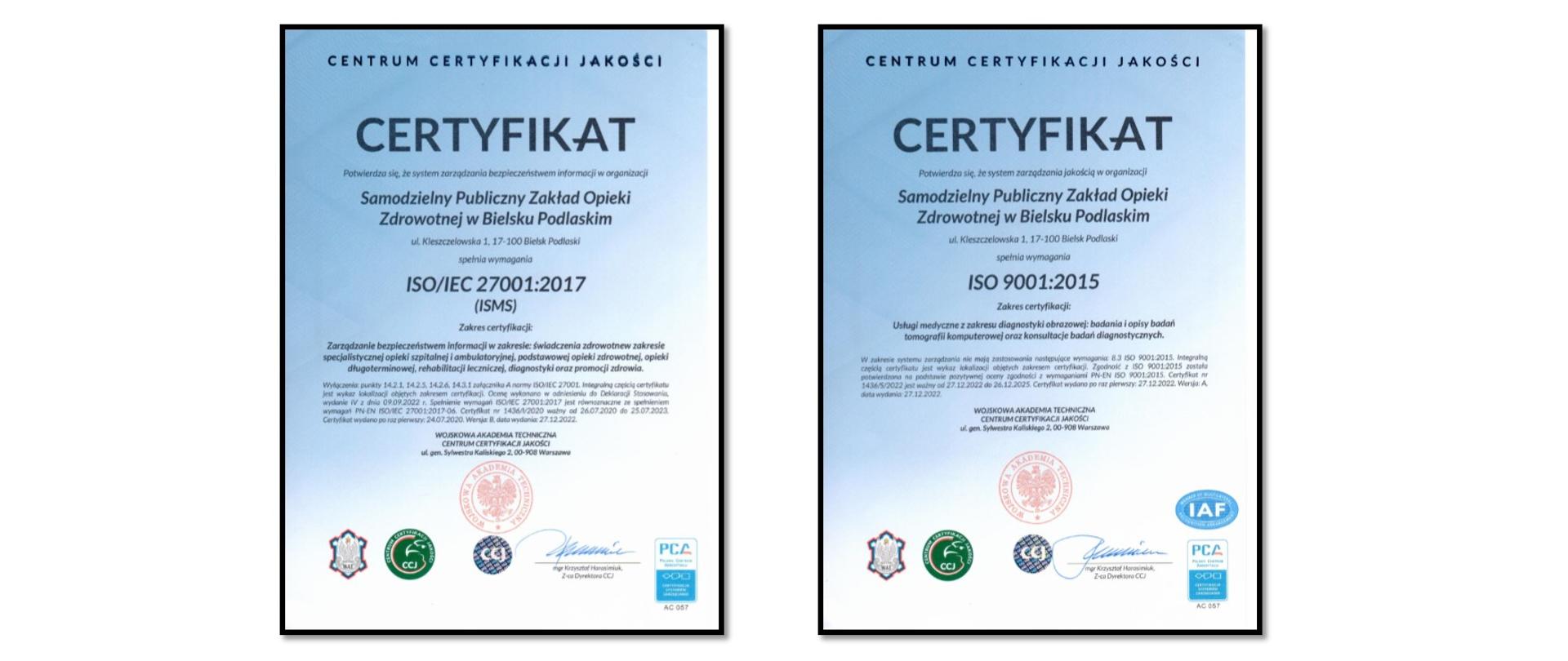 Certyfikaty ISO