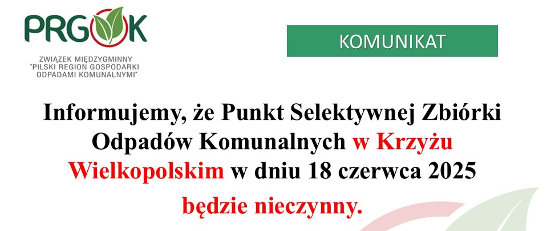 PSZOK nieczynny