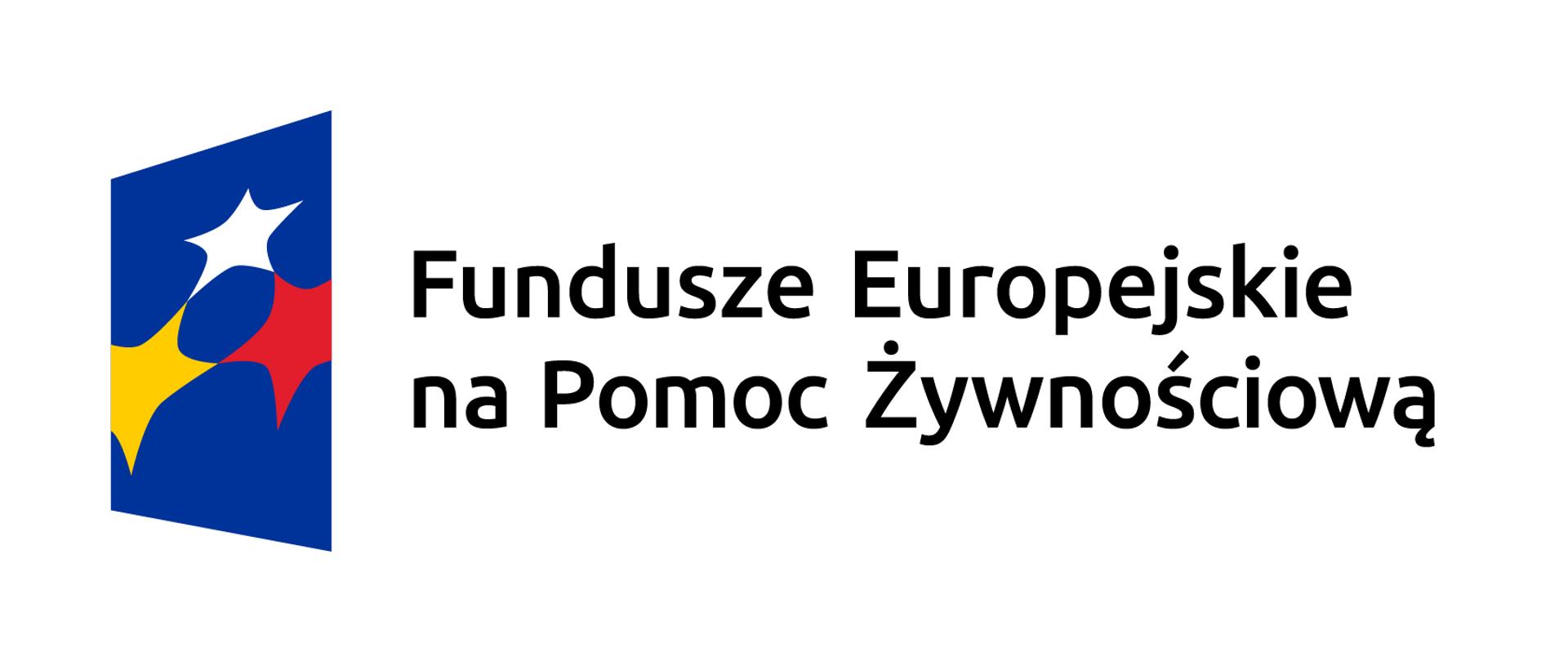 logo programu fundusze europejskie na pomoc żywnościową flaga Polski i flaga unii Europejskiej