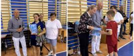 Najmłodsi laureaci podczas odbioru dyplomów oraz nagród.