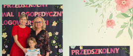 Dyrekcja i logopeda pozują do zdjęcia z dziećmi - laureatami konkursu