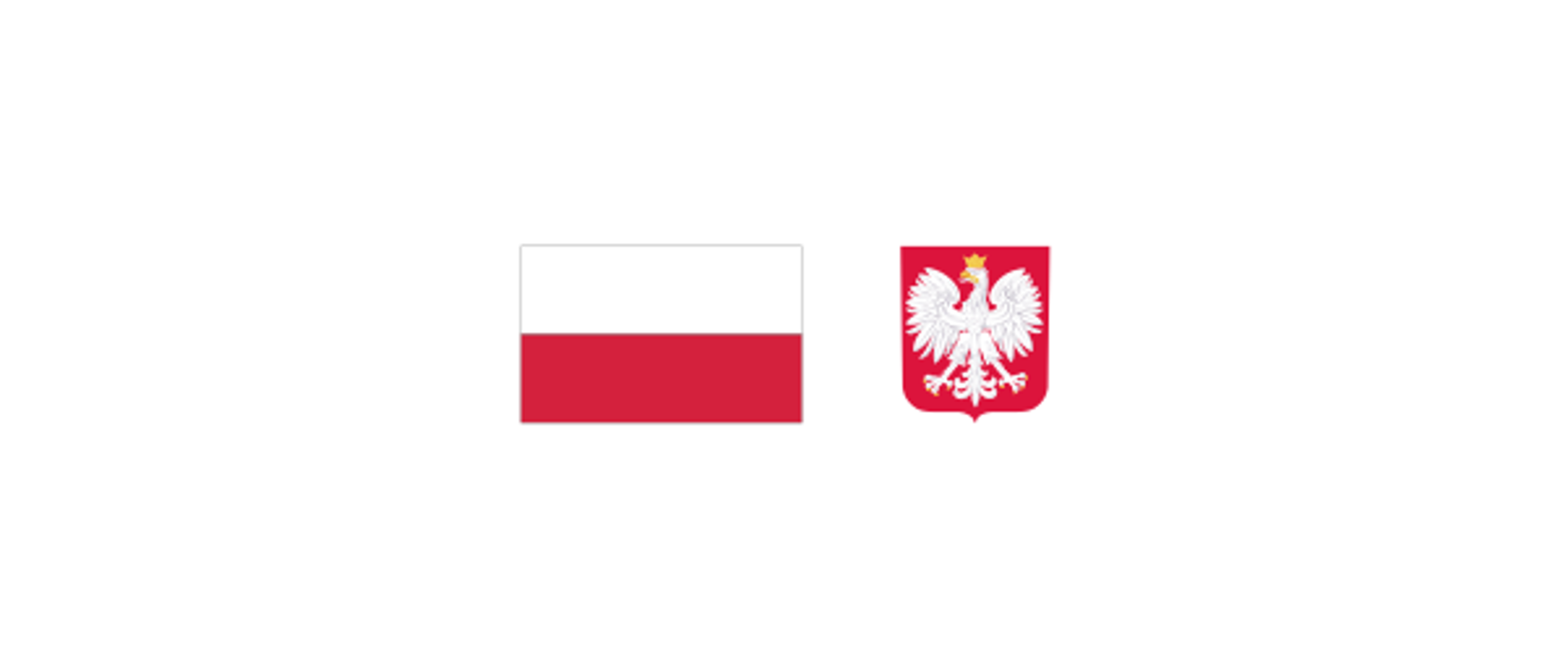 Flaga i godło Polski na białym tle