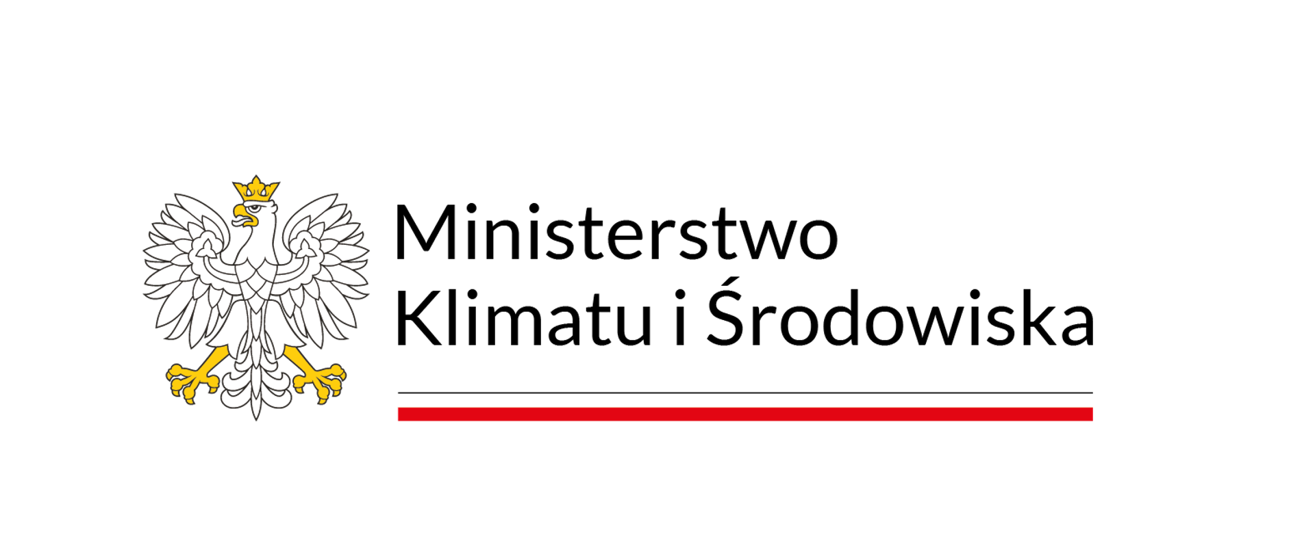 Logo Ministerstwa Klimatu i Środowiska. Z lewej strony godło państwowe. Z prawej strony napis Ministerstwo Klimatu i Środowiska, poniżej biało-czerwona flaga