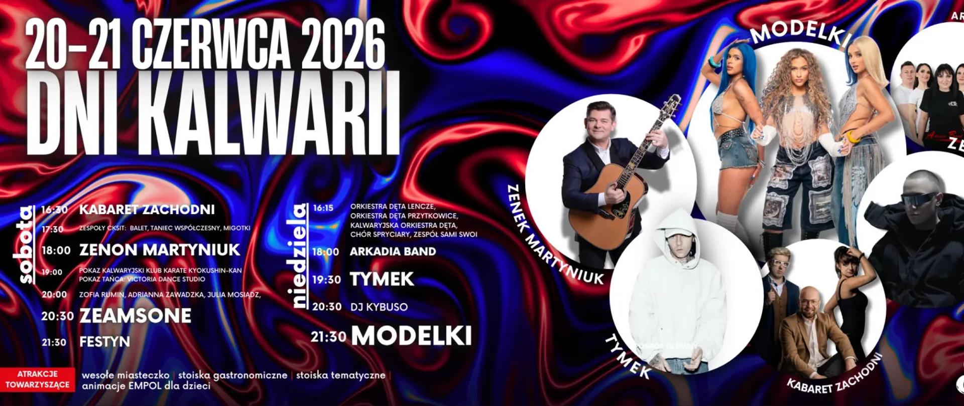 Baner promujący Dni Kalwarii 2026 z fotografiami artystów