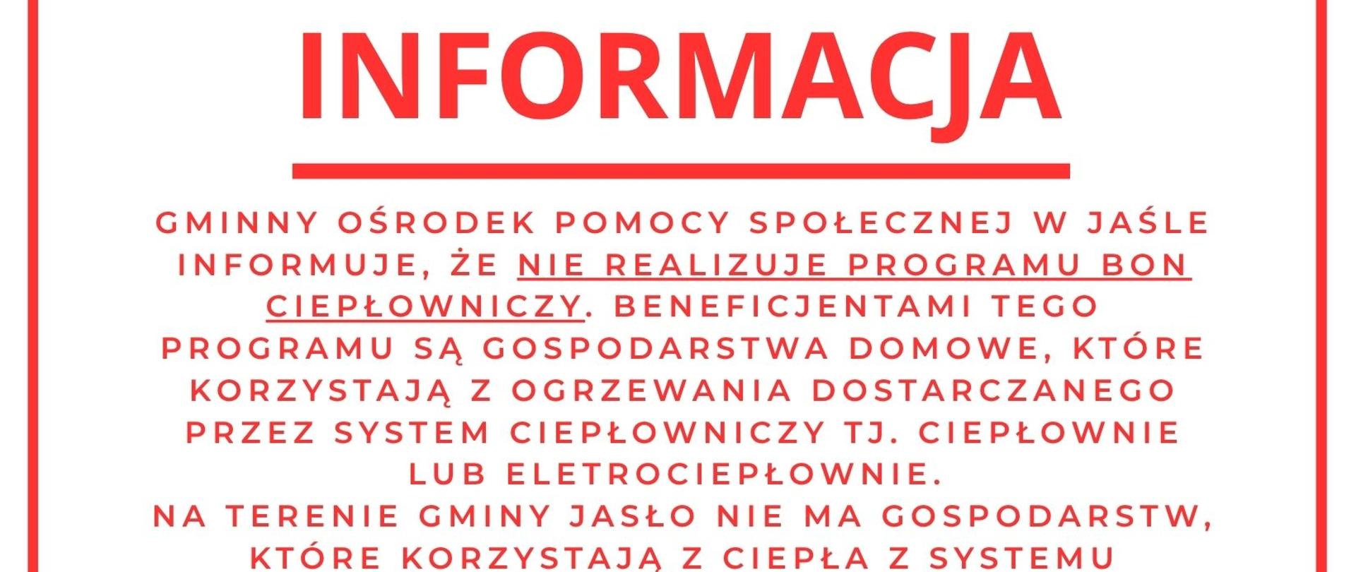 Informacja - bon ciepłowniczy 