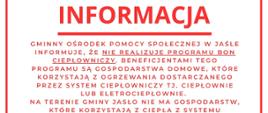 Informacja - bon ciepłowniczy 