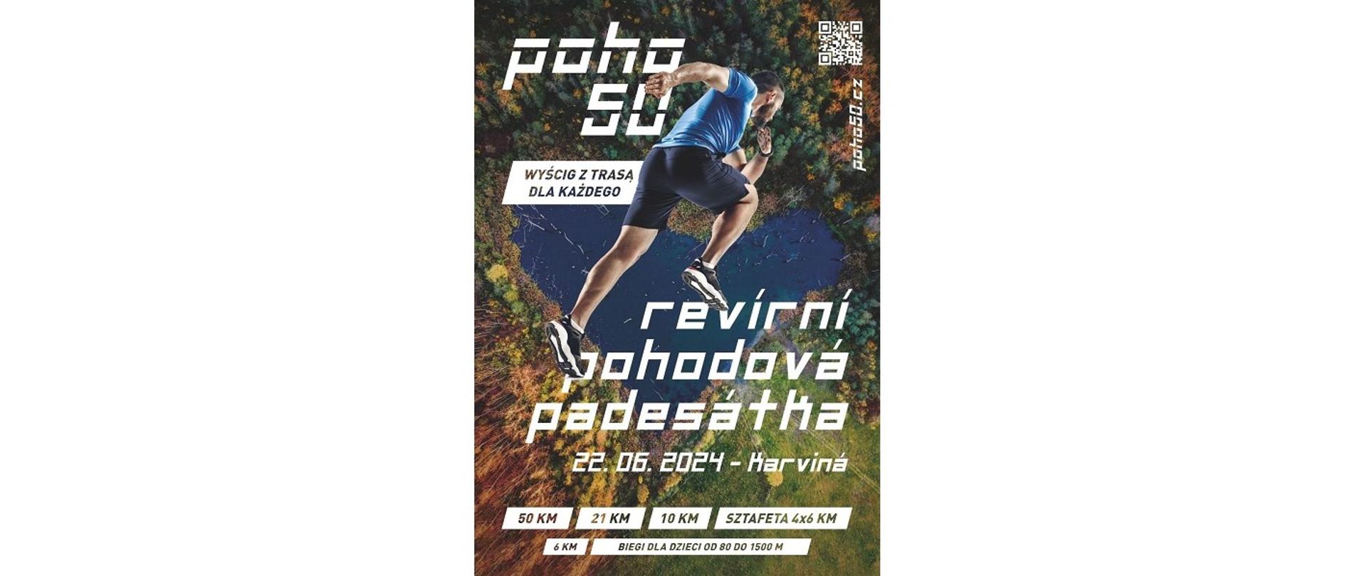 Plakat imprezy POHO 50. Wyścig z trasą dla każdego. 22.06.2022 – Karvina. 