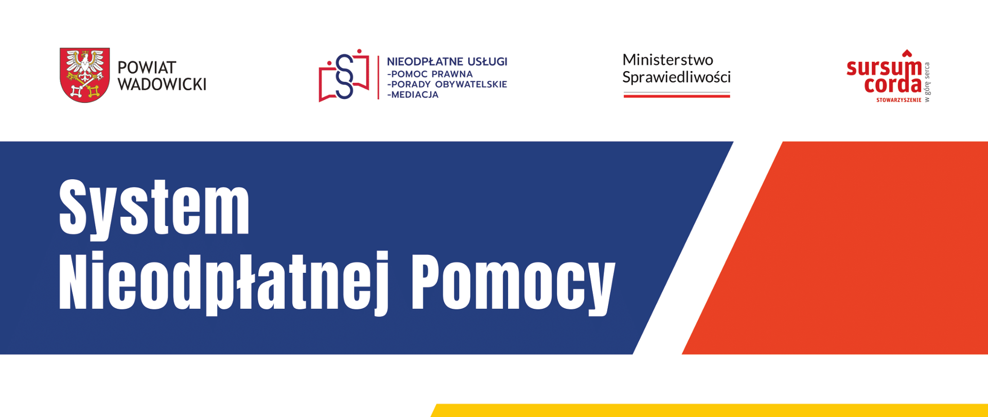 Stowarzyszenie Sursum Corda realizuje projekt powierzony przez POWIAT WADOWICKI, który obejmuje obszar nieodpłatnej pomocy prawnej, poradnictwa obywatelskiego oraz mediacji.
