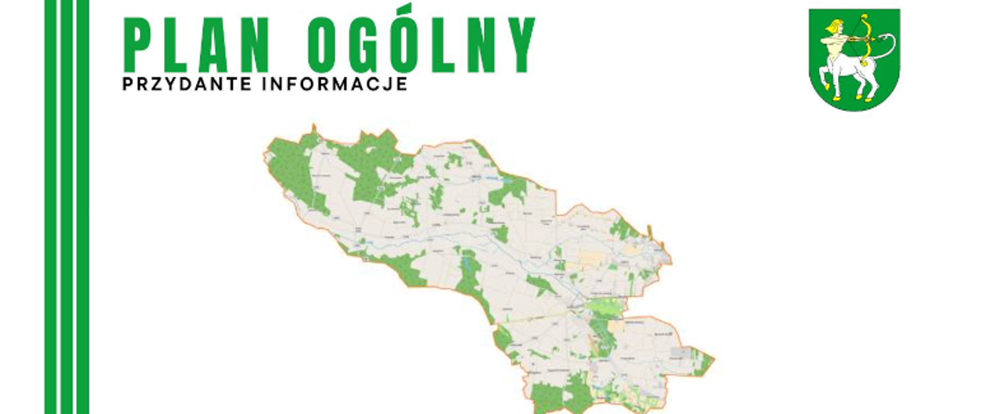 Grafika z herbem Lutomierska przedstawiająca Lutomiersk z napisem plan ogólny