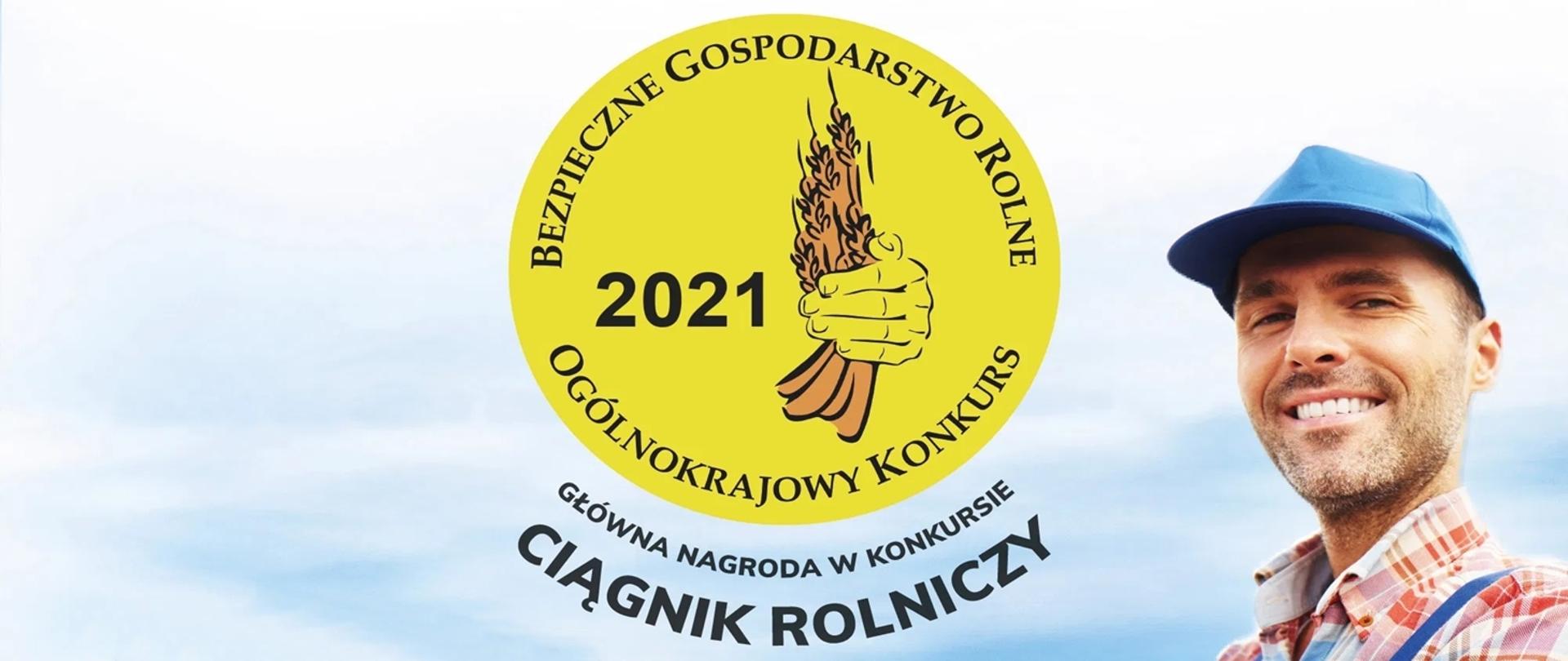 Kasa Rolniczego Ubezpieczenia Społecznego zaprasza właścicieli gospodarstw rolnych do udziału w XVIII Ogólnokrajowym Konkursie Bezpieczne Gospodarstwo Rolne - banner przedstawiający rolnika