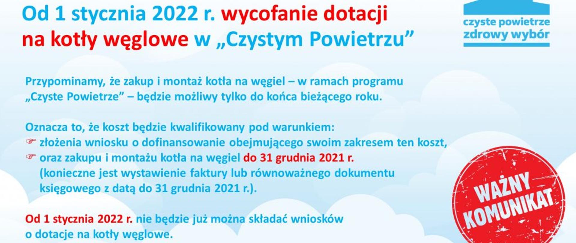 Wycofanie dotacji na kotły węglowe